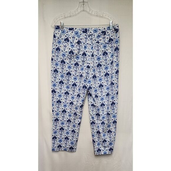 Talbots Stretch Vintage 90’s Floral Blue & White Capri Pants Size 12 - Picture 4 of 9